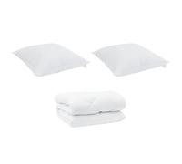 vidaXL Duvet d'hiver avec Oreiller 3 pcs Blanc Microfibre, Literie Moderne, Couette Chaude, Couverture matelassée, Couette en Microfibre, Quilt stylé, Parfaite pour l'hiver, Housse de lit