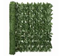 vidaXL Écran de balcon avec feuilles 300x100 cm Vert foncé