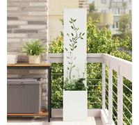 Écran de confidentialité de jardin - vidaXL - Blanc - Acier laminé à froid - 140x32 cm - Incrustations décoratives