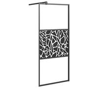 vidaXL Paroi de douche 90 x 195 cm Verre ESG à motif pierre Noir