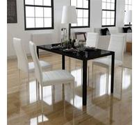 vidaXL Ensemble de table à manger 5 pièces noir et blanc Multicolore G