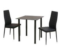 vidaXL Eetkamerset tafel en stoel zwart 3-delig242932 Noir G