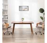 vidaXL Eetkamerstoel draaibaar gebogen hout en stof taupe287432 Taupe G