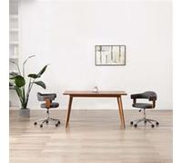 vidaXL Eetkamerstoelen 2 st draaibaar gebogen hout en stof grijs3054902 Gris G