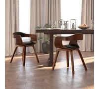 Eetkamerstoelen 2 st gebogen hout en kunstleer zwart3092377
