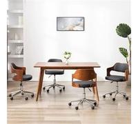 vidaXL Eetkamerstoelen 4 st draaibaar gebogen hout en kunstleer zwart3054927 Noir G