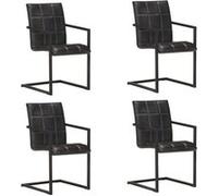 Eetkamerstoelen 4 st echt leer zwart3065691