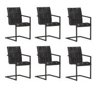vidaXL Eetkamerstoelen 6 st echt leer zwart3065692 Noir G