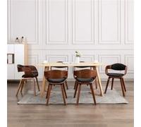 vidaXL Eetkamerstoelen 6 st gebogen hout en kunstleer3054813 Noir G