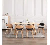 vidaXL Eetkamerstoelen 6 st gebogen hout en kunstleer3054819 Noir G