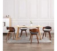 vidaXL Chaises à manger lot de 6 bois courbé et tissu gris
