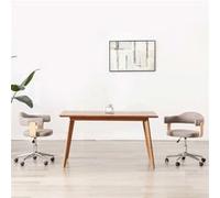 vidaXL Eetkamerstoelen draaibaar 2 st gebogen hout en stof taupe3054905 Taupe G