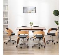 vidaXL Eetkamerstoelen draaibaar 6 st gebogen hout en kunstleer zwart3054919 Noir G