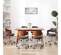vidaXL Eetkamerstoelen draaibaar 6 st gebogen hout en kunstleer zwart3054928 Noir G