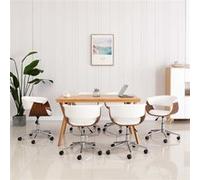 vidaXL Eetkamerstoelen draaibaar 6 st kunstleer wit3054877 Blanc G