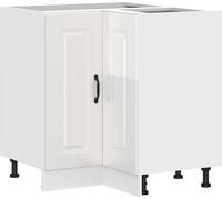 vidaXL Elément bas d'angle de cuisine Kalmar blanc brillant Matériau dérivé du bois