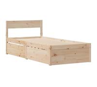 vidaXL Cadre de lit sans matelas 75x190 cm en bois de pin massif Marron