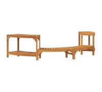 vidaXL Enceinte de Bain à remous Demi-Ronde Marron 252 x 112 x 55,5 cm, Baignoire en Acacia, Design Minimaliste, pour extérieur, résistante à l'eau, détente Estivale, Spa sur terrasse