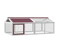 Enclos Animaux, Clapier avec Porte, Poulailler avec Toit, Volière de Patio Jardin Terrasse Extérieur, Moka Bois Massif de Pin