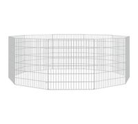vidaXL Enclos d'animaux en Liberté 10 Panneaux, Cage à Lapin, Maison pour Animaux Jardin Terrasse Patio Extérieur, 54x60 cm Fer Galvanisé