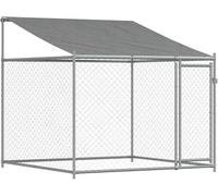 vidaXL Enclos pour chiens avec toit et porte Gris 2x2x2 m Acier galvanisé
