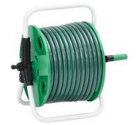 vidaXL Enrouleur de tuyau vert sur pied avec tuyau de 30 m PVC