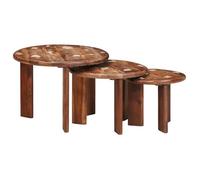 VidaXL Ensemble 3 tables gigognes carrées en bois massif recyclé multicolore 54x54x40 cm