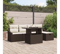 Vidaxl Ensemble 6 Pièces De Canapé De Jardin Avec Coussins Marron En Poly Rattan