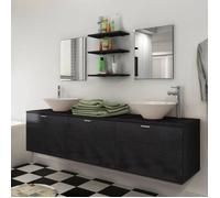 vidaXL Ensemble 8 pcs de mobilier meuble de salle de bain et lavabo vasque Noir 272233