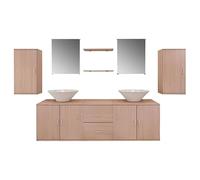 vidaXL Ensemble 9 pcs de mobilier meuble de salle de bain et lavabo vasque Beige 272230