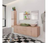 vidaXL Ensemble 9 pcs de mobilier meuble de salle de bain et lavabo vasque Beige 272230
