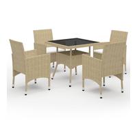Vidaxl Ensemble À Dîner De Jardin 5 Pcs Résine Tressée Et Verre Beige