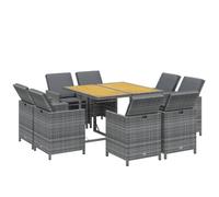 vidaXL Ensemble à Dîner de Jardin et Coussins 9 pcs Mobilier de Salle à Manger Table et Chaises de Repas Terrasse Patio Extérieur Résine Tressée Gris