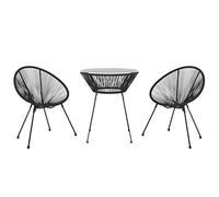 Vidaxl Ensemble À Dîner D'extérieur 3 Pcs Rotin Pvc Noir Noir