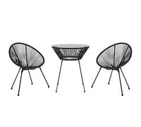 vidaXL Ensemble à Dîner d'Extérieur 3 pcs Mobilier de Salle à Manger de Jardin Table et Chaises de Repas de Terrasse Patio Rotin PVC Noir