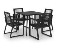 Vidaxl Ensemble À Dîner D'extérieur 5 Pcs Rotin Pvc Noir Noir