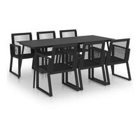 vidaXL Ensemble à dîner d'extérieur 7 pcs Rotin PVC Noir