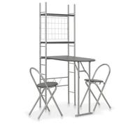vidaXL Ensemble à dîner pliant 3 pcs et étagère de rangement MDF acier