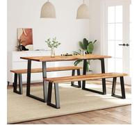 vidaXL Ensemble à manger 3 pcs avec bord vivant bois massif d'acacia, ensemble de meubles, table à manger de jardin, 3157526