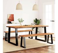 Vidaxl Ensemble À Manger 3 Pcs Avec Bord Vivant Bois Massif D'acacia Marron
