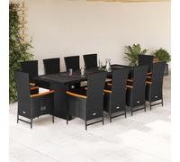 Vidaxl Ensemble À Manger De Jardin 11 Pcs Coussins Noir Résine Tressée