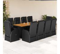Vidaxl Ensemble À Manger De Jardin 11 Pcs Coussins Noir Résine Tressée