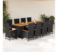 Vidaxl Ensemble À Manger De Jardin 11 Pcs Coussins Noir Résine Tressée