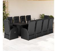 Vidaxl Ensemble À Manger De Jardin 11 Pcs Coussins Noir Résine Tressée