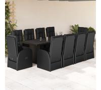 Vidaxl Ensemble À Manger De Jardin 11 Pcs Coussins Noir Résine Tressée