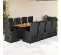 11-delige Tuinset met kussens poly rattan zwart3277634