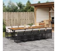 Vidaxl Ensemble À Manger De Jardin 11 Pcs Coussins Noir Résine Tressée