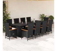 Vidaxl Ensemble À Manger De Jardin 11 Pcs Coussins Noir Résine Tressée