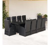 Vidaxl Ensemble À Manger De Jardin 11 Pcs Coussins Noir Résine Tressée