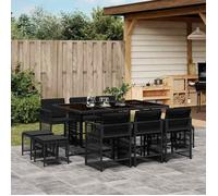 vidaXL Ensemble de jardin 11 pièces avec coussins Noir Poly Rattan